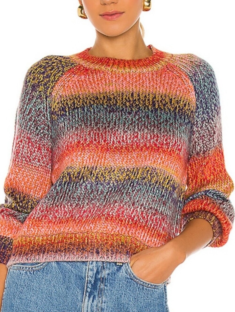 Multicolor Striped Crewneck Women's Sweater
